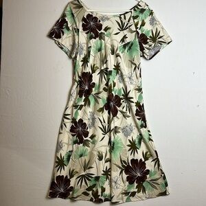 Iolani Made in Hawaii Tropical Floral Midi Dress